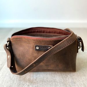 Lille skuldertaske | crossover taske læder, brun Cala Millor