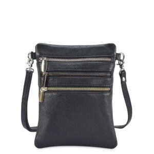 Style Ganges i sort. (kun få stk. på lager). Fed skulder- og crossbody lædertaske med flotte lynlåse i tre farver